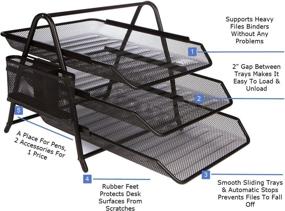 img 3 attached to Efficient 3 Tier Letter Tray Organizer: Desktop Paper File for Document Management, Black