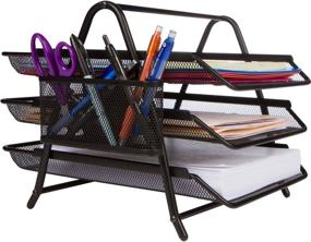 img 4 attached to Efficient 3 Tier Letter Tray Organizer: Desktop Paper File for Document Management, Black