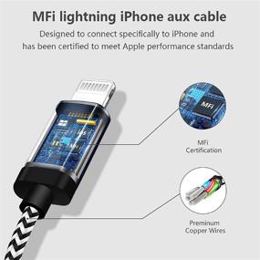 img 3 attached to Apple MFi Certified Car Aux Cord for iPhone - Lightning to 3.5mm Nylon Braided Aux Audio Stereo Cable & Headphone Jack Cable - Compatible with iPhone SE/12/11/XR/XS/X/8/8P/7/7P - Supports All iOS - Silver