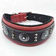 🐾 blazingpaws armington 2" wide luxury thick leather western dog collar for large dogs, soft suede padded collar with conchos and square stud design logo