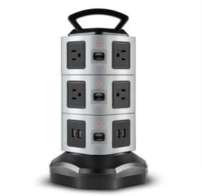 img 4 attached to 🔌 TNP Power Strip Tower Surge Protector with USB Ports - 10 AC Outlet + 4 USB Port Charging Station, Desk Power Strip with Individual Switch, 6FT Extension Cord, Supply Adapter Plug