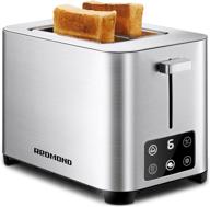 🍞 redmond full touch screen led display stainless steel toaster with 6 bread shade browning settings, bagel/ reheat/ defrost/ cancel options - 2 slice toaster логотип