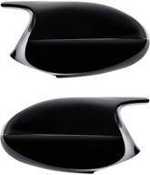 anzios 2x glossy black side mirror cover cap compatible with 05-08 e90 e91 06-10 e92 e93 logo