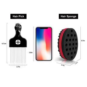 img 1 attached to Enhance Your Hairstyling Game - Hair Sponge Set: Magic Hair Twist Sponge Brush Curl Sponge Glove (Right) with 1 Metal Hair Pick for Twist Curl Dreads Locking Afros Coils (3 Pack)