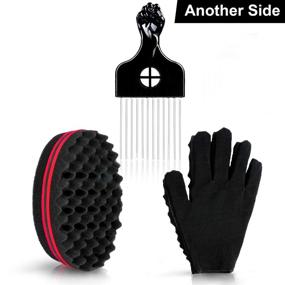 img 3 attached to Enhance Your Hairstyling Game - Hair Sponge Set: Magic Hair Twist Sponge Brush Curl Sponge Glove (Right) with 1 Metal Hair Pick for Twist Curl Dreads Locking Afros Coils (3 Pack)