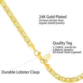 img 2 attached to 🔗 Lifetime Jewelry 5мм Морской браслет для женщин и девочек - 24-каратного золотого покрытия, дизайн "Разрушенный".