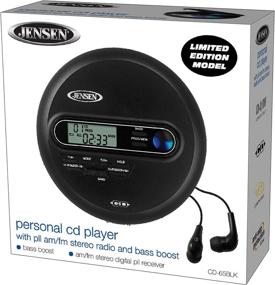 img 2 attached to 🎵 Jensen Portable CD Player Personal CD/MP3 Player with AM/FM Radio, LCD Display, Bass Boost, 60-Second Anti Skip CD R/RW Compatible - Includes Sport Earbuds (Limited Edition Black Series)
