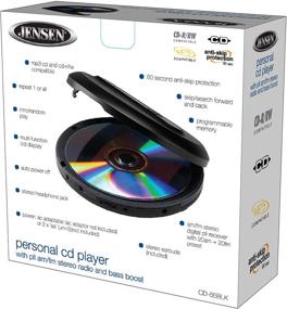 img 1 attached to 🎵 Jensen Portable CD Player Personal CD/MP3 Player with AM/FM Radio, LCD Display, Bass Boost, 60-Second Anti Skip CD R/RW Compatible - Includes Sport Earbuds (Limited Edition Black Series)