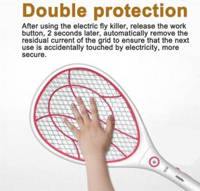 img 1 attached to 💡 Powerful USB Rechargeable Electric Swatter Racket with LED Lighting and Double Layers Mesh Protection