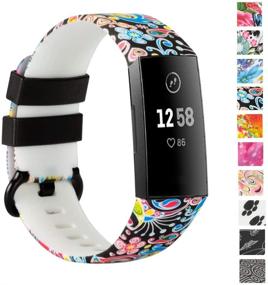 img 4 attached to 📱 Honecumi Replacement Bands for Fitbit Charge 4 / Charge 3 / Charge 3 SE - Colorful Pattern Watch Band with Metal Buckle (Large), Compatible, Wristband Strap Bracelet for Men and Women