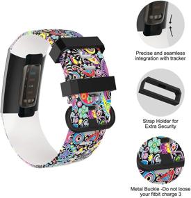 img 3 attached to 📱 Honecumi Replacement Bands for Fitbit Charge 4 / Charge 3 / Charge 3 SE - Colorful Pattern Watch Band with Metal Buckle (Large), Compatible, Wristband Strap Bracelet for Men and Women