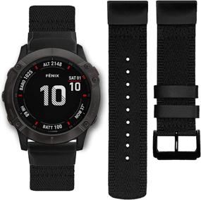 img 4 attached to Abanen 26mm Nylon Watch Band for Garmin 🔗 Fenix 6X/Fenix 5X – Quick Dry Soft Wristband Strap