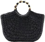 bohemian straw handwoven rattan bag: stylish cross body women's shoulder purse for beach-perfect style logo