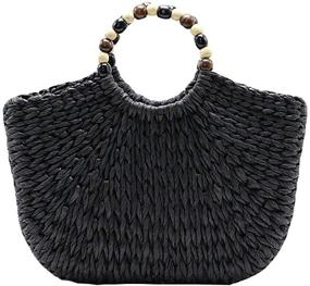 img 4 attached to Bohemian Straw Handwoven Rattan Bag: Stylish Cross Body Women's Shoulder Purse for Beach-Perfect Style