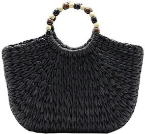 img 3 attached to Bohemian Straw Handwoven Rattan Bag: Stylish Cross Body Women's Shoulder Purse for Beach-Perfect Style