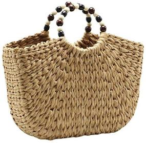 img 1 attached to Bohemian Straw Handwoven Rattan Bag: Stylish Cross Body Women's Shoulder Purse for Beach-Perfect Style