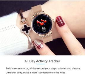 img 3 attached to MBHB Women's Health Watch: Sleek Ultra-Thin Heart Rate Monitor, Precise Sleep Tracker, Smartwatch for Females, Ladies, Girls - Gold