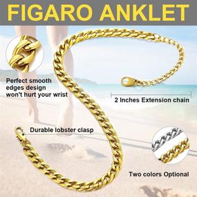 img 1 attached to 📿 Resizable Anklet Chain for Women and Girls - Barefoot Summer Beach Jewelry | Stainless Steel, 18K Gold, or S925 Sterling Silver | Figaro, Wheat, Twist Rope, or Cuban Chain Anklet Foot Bracelet | Includes Gift Box