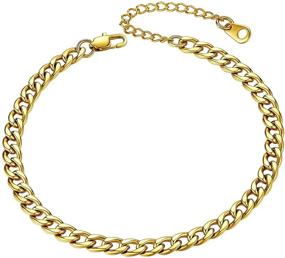 img 4 attached to 📿 Resizable Anklet Chain for Women and Girls - Barefoot Summer Beach Jewelry | Stainless Steel, 18K Gold, or S925 Sterling Silver | Figaro, Wheat, Twist Rope, or Cuban Chain Anklet Foot Bracelet | Includes Gift Box