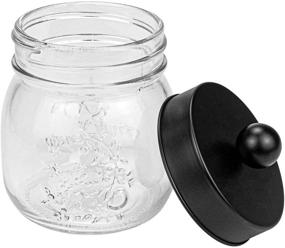 img 1 attached to 🖤 Suwimut 4 Pack Apothecary Jars: Stylish Bathroom Storage Organizer for Qtips, Bath Salts & More (Black)