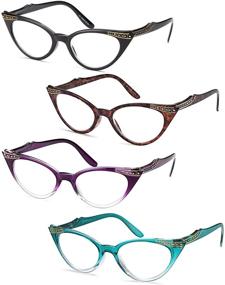 img 4 attached to 👓 Chic Cat Eye Ladies Fashion Readers: Gamma Ray Women's Reading Glasses - 4 Pairs