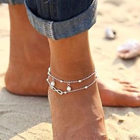 img 3 attached to CrazyPiercing 8 Shape Anklet Bracelet | Double Chain Ankle Bracelets | Infinity Endless Love Symbol Beach Anklet Bracelet | Adjustable Barefoot Sandals | Beach Foot Gift for Women