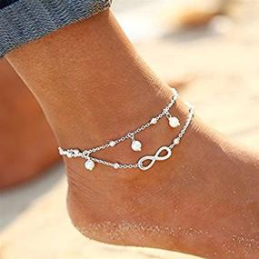img 2 attached to CrazyPiercing 8 Shape Anklet Bracelet | Double Chain Ankle Bracelets | Infinity Endless Love Symbol Beach Anklet Bracelet | Adjustable Barefoot Sandals | Beach Foot Gift for Women