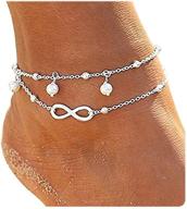 crazypiercing 8 shape anklet bracelet | double chain ankle bracelets | infinity endless love symbol beach anklet bracelet | adjustable barefoot sandals | beach foot gift for women logo
