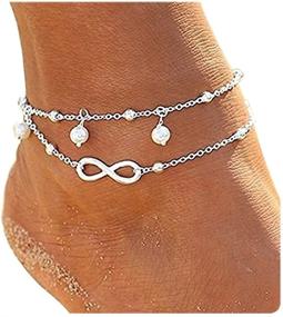 img 4 attached to CrazyPiercing 8 Shape Anklet Bracelet | Double Chain Ankle Bracelets | Infinity Endless Love Symbol Beach Anklet Bracelet | Adjustable Barefoot Sandals | Beach Foot Gift for Women