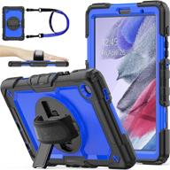 protective samsung galaxy tab a7 lite case 8.7'' with screen protector, pencil holder, 360° hand strap & stand - blue+black, seymac stock logo