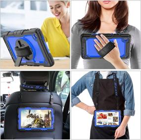 img 1 attached to Protective Samsung Galaxy Tab A7 Lite Case 8.7'' with Screen Protector, Pencil Holder, 360° Hand Strap & Stand - Blue+Black, SEYMAC stock