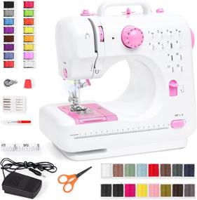 img 4 attached to 🧵 Best Choice Products Compact Sewing Machine, 42-Piece Beginners Kit, Multifunctional Portable 6V Sewing Machine with 12 Stitch Patterns, Light, Foot Pedal, Storage Drawer - Pink/White