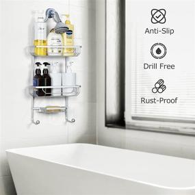 img 3 attached to 🚿 MaxDoux Shower Caddy Hanging: Extra Wide Space for Shower Rack Organizer, Water-Proof Aluminium Holder for Shampoo and Soap - Silver, 25.2" X 11" X 4.7