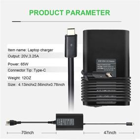 img 2 attached to 💻 65W USB-C Laptop Charger for Dell XPS 13 (9365, 9370, 9380, 9350, 9360), XPS 12 (9250), Chromebook, Latitude (3500, 3400, 3100, 3300, 5300, 5400, 5500, 7200, 7300, 7400), 2-in-1 (5190, 7390 2in1)