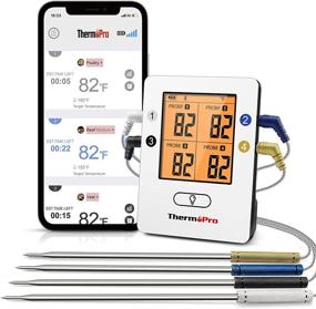 img 4 attached to 🔌 ThermoPro TP25 500ft Wireless Bluetooth Meat Thermometer: Smart Cooking BBQ Thermometer with 4 Temperature Probes for Grilling, Oven, and Smoker - Rechargeable and Digital