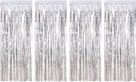 🎉 shimmer in style: silver foil curtains for party, wedding, and christmas decorations - 4 packs logo