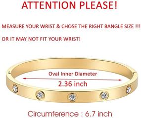 img 1 attached to Chrishine Life Friendship Bracelet Bangle with Cubic Zirconia Stones - Gold, Rose Gold, Silver - Stainless Steel Hinged Jewelry with Crystal Oval Bracelet - Perfect Birthday Gift for Women, Teens, and Girls