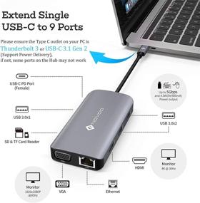 img 3 attached to Ultimate USB C Docking Station: Dual Monitor HDMI VGA, High-Speed Ethernet, 100W PD Charging, 3 USB3.0, SD/TF Slots- 9 in 1 Thunderbolt 3 Hub for MacBook Pro, Dell XPS, Chromebook & More