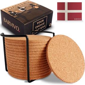 img 4 attached to 🍸 Premium BARVIVO Natural Coasters: Stylish Drinks Holder for Tables