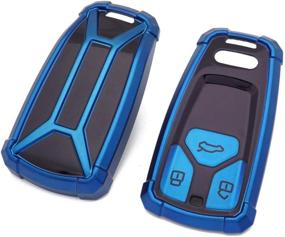 img 2 attached to 🔵 Royalfox(TM) Soft Silicone Keyless Remote Key Fob Case Cover for Audi A3 A4 A5 A6 A7 Q3 Q5 Q7 C5 C6 B6 B7 B8 TT 80 S6 A6 C6 (for Audi New Key, Blue)