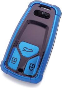 img 3 attached to 🔵 Royalfox(TM) Soft Silicone Keyless Remote Key Fob Case Cover for Audi A3 A4 A5 A6 A7 Q3 Q5 Q7 C5 C6 B6 B7 B8 TT 80 S6 A6 C6 (for Audi New Key, Blue)