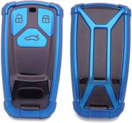 🔵 royalfox(tm) soft silicone keyless remote key fob case cover for audi a3 a4 a5 a6 a7 q3 q5 q7 c5 c6 b6 b7 b8 tt 80 s6 a6 c6 (for audi new key, blue) logo