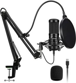 img 4 attached to Aokeo USB Condenser Microphone Kit with Boom Arm, Shock Mount, Pop Filter - 192kHZ/24bit Professional Recording Mic for PC Streaming, Podcasting, Gaming, YouTube, Meetings, Discord