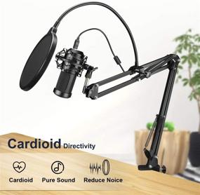 img 3 attached to Aokeo USB Condenser Microphone Kit with Boom Arm, Shock Mount, Pop Filter - 192kHZ/24bit Professional Recording Mic for PC Streaming, Podcasting, Gaming, YouTube, Meetings, Discord