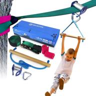 🥷 b branton ninja slider pulley with 50ft slackline and monkey bar set - durable ninja training equipment for kids, boost your ninja obstacle course experience логотип