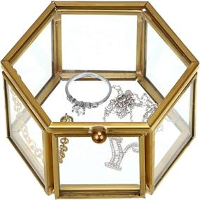 img 2 attached to 📦 Golden Geometric Vintage Glass Jewelry Box - Stylish Organizer for Rings, Earrings & Trinkets - Elegant Home Decor & Keepsake Storage Chest (Small)
