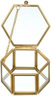📦 golden geometric vintage glass jewelry box - stylish organizer for rings, earrings & trinkets - elegant home decor & keepsake storage chest (small) logo