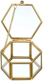 img 4 attached to 📦 Golden Geometric Vintage Glass Jewelry Box - Stylish Organizer for Rings, Earrings & Trinkets - Elegant Home Decor & Keepsake Storage Chest (Small)