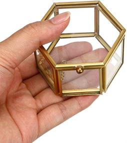 img 1 attached to 📦 Golden Geometric Vintage Glass Jewelry Box - Stylish Organizer for Rings, Earrings & Trinkets - Elegant Home Decor & Keepsake Storage Chest (Small)