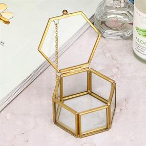 img 3 attached to 📦 Golden Geometric Vintage Glass Jewelry Box - Stylish Organizer for Rings, Earrings & Trinkets - Elegant Home Decor & Keepsake Storage Chest (Small)